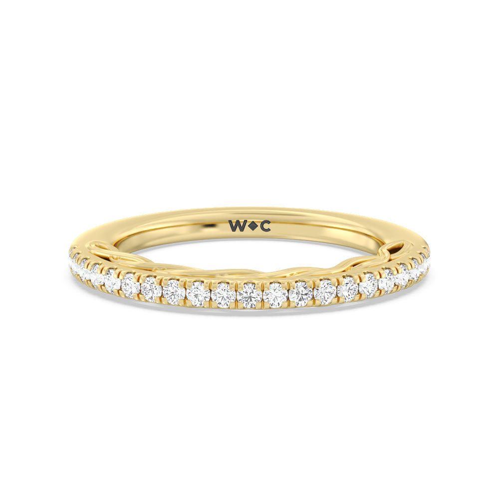 Galleria Braided Peekaboo Diamond Wedding Band with 18KT Yellow Gold Cut Diamond in 14KT Yellow Gold view 1
