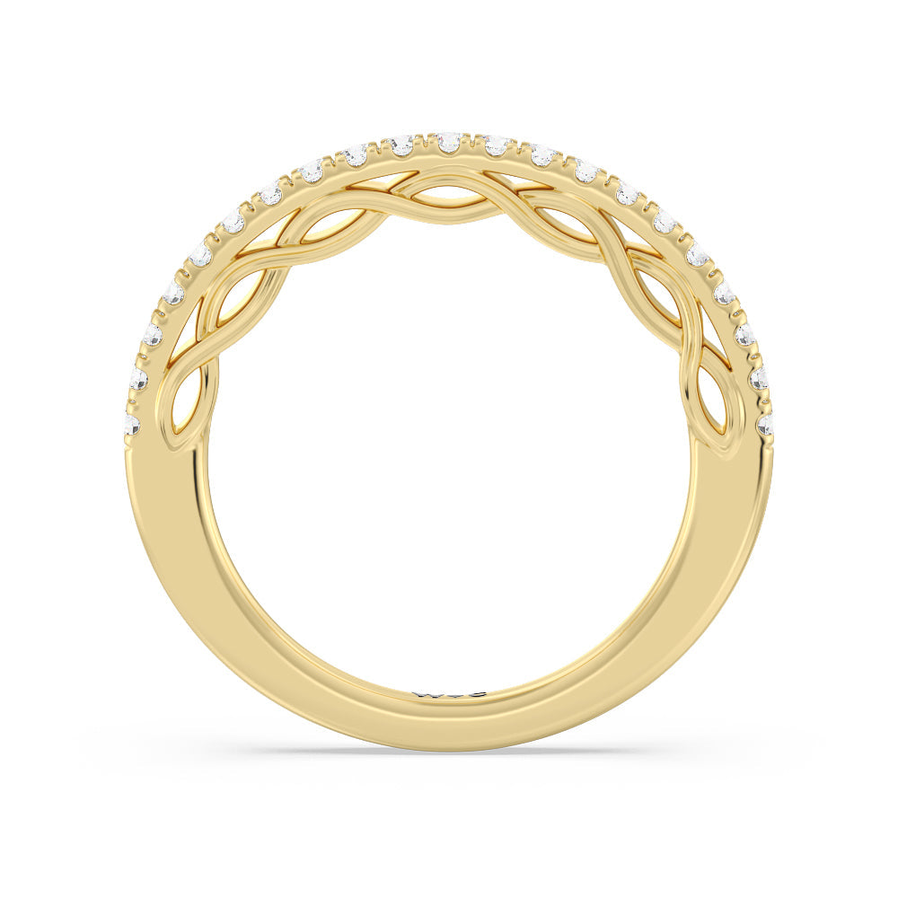 Galleria Braided Peekaboo Diamond Wedding Band with 18KT Yellow Gold Cut Diamond in 14KT Yellow Gold view 2
