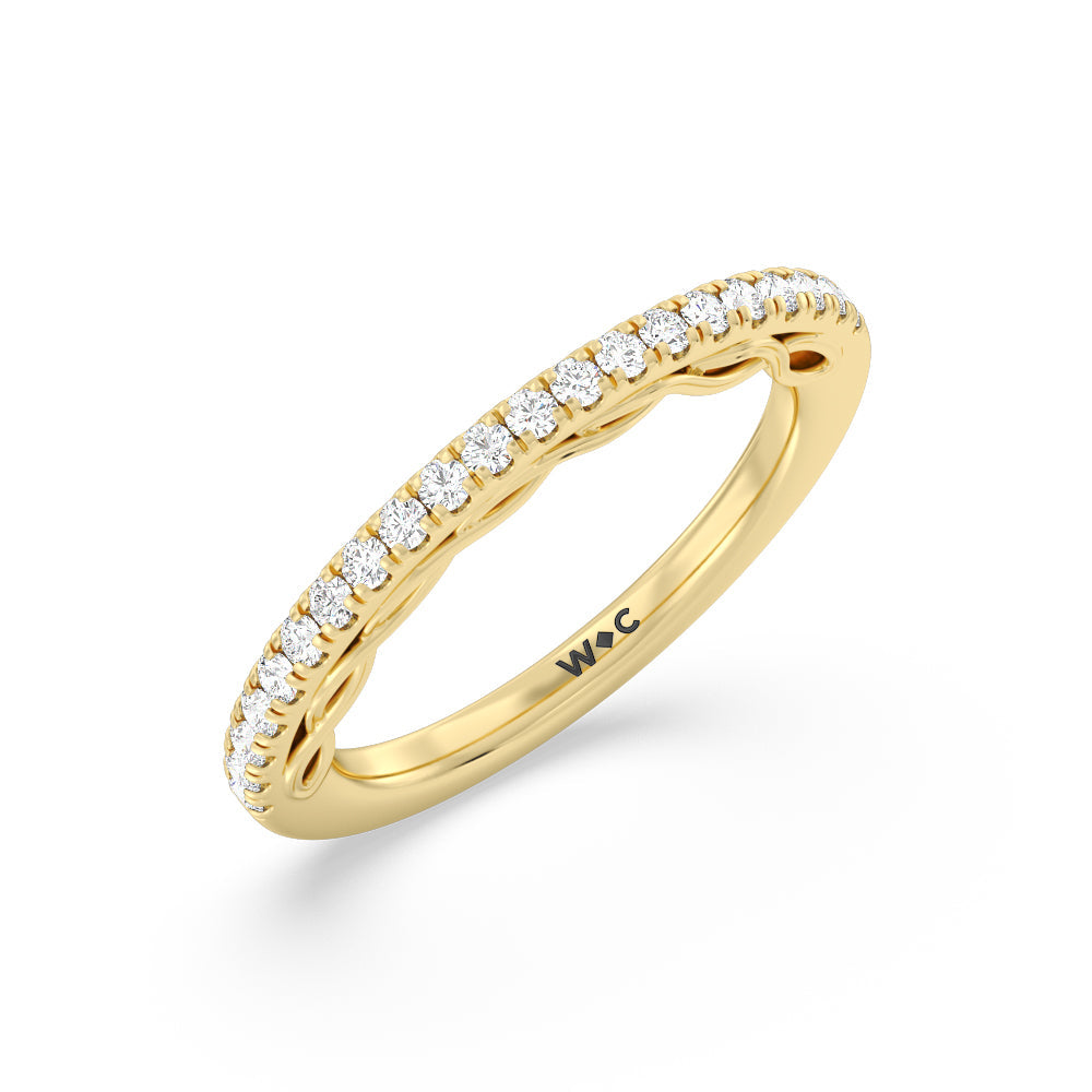 Galleria Braided Peekaboo Diamond Wedding Band with 18KT Yellow Gold Cut Diamond in 14KT Yellow Gold view 4
