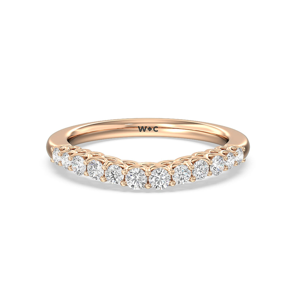 Galleria Open Work Side Stone & Hidden Halo Diamond Wedding Band with 18KT Rose Gold Cut Diamond in 14KT Rose Gold view 1
