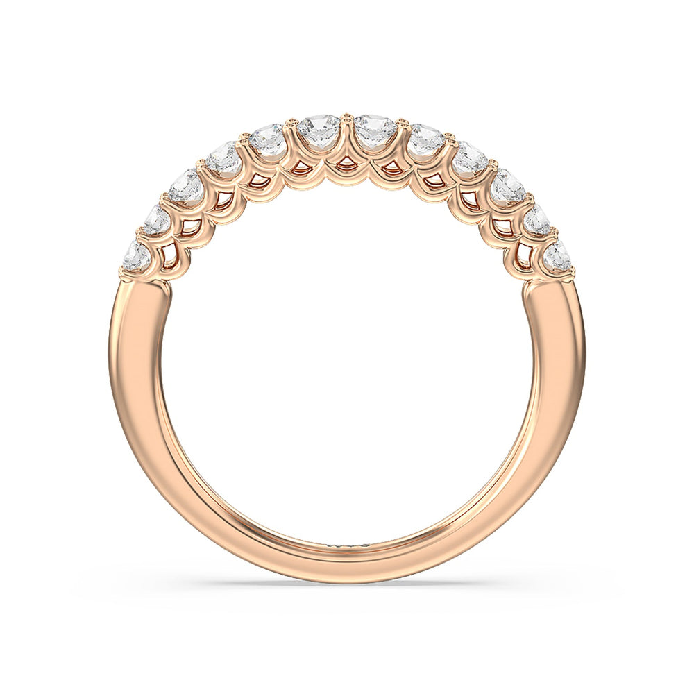 Galleria Open Work Side Stone & Hidden Halo Diamond Wedding Band with 18KT Rose Gold Cut Diamond in 14KT Rose Gold view 2
