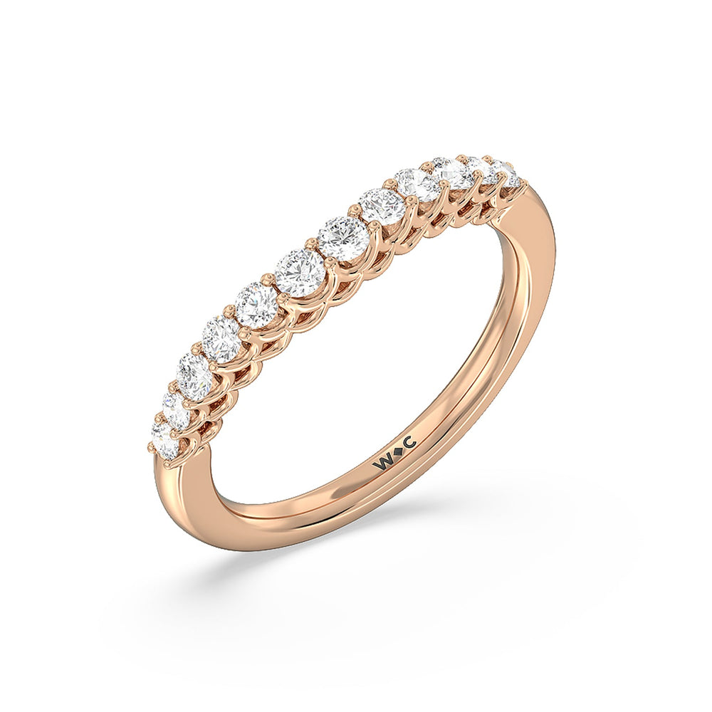 Galleria Open Work Side Stone & Hidden Halo Diamond Wedding Band with 18KT Rose Gold Cut Diamond in 14KT Rose Gold view 4
