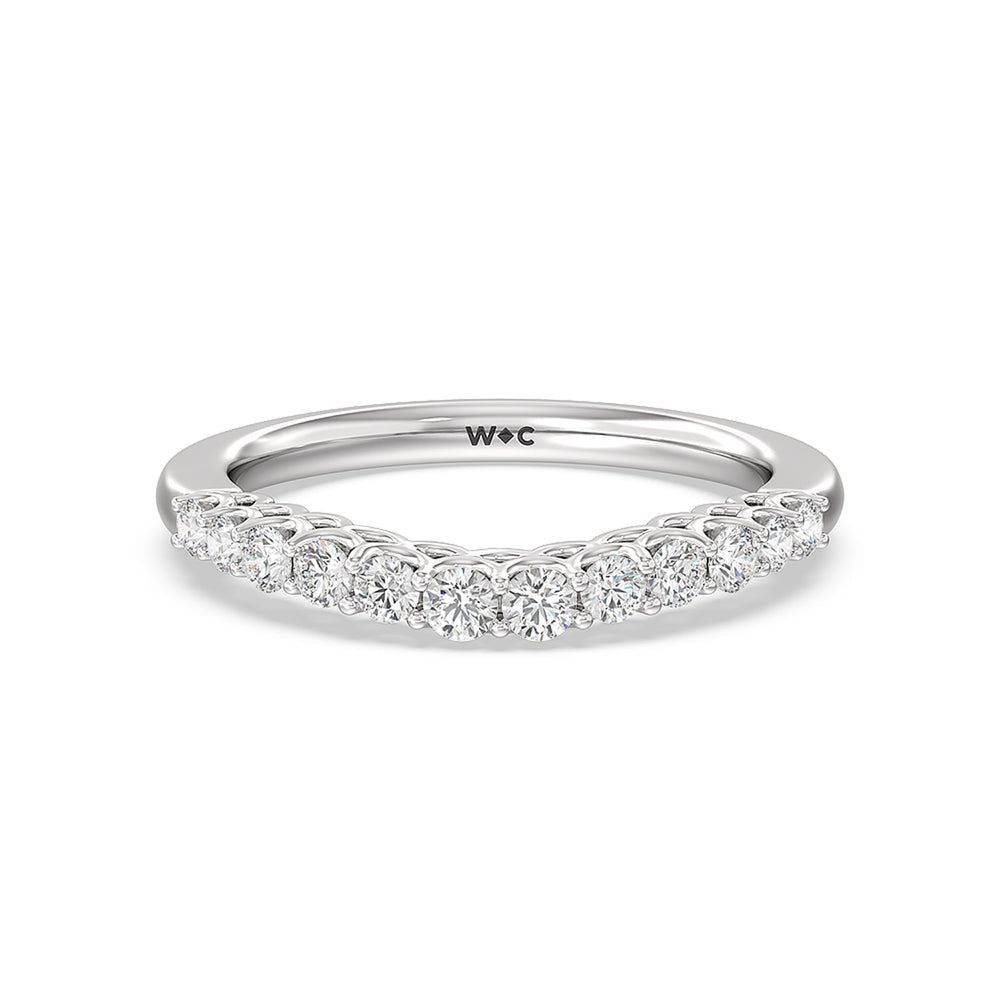 Galleria Open Work Side Stone & Hidden Halo Diamond Wedding Band with Platinum Cut Diamond in 14KT Platinum view 1
