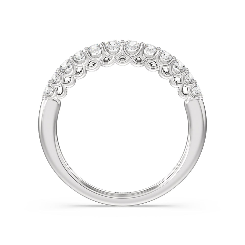 Galleria Open Work Side Stone & Hidden Halo Diamond Wedding Band with Platinum Cut Diamond in 14KT Platinum view 2
