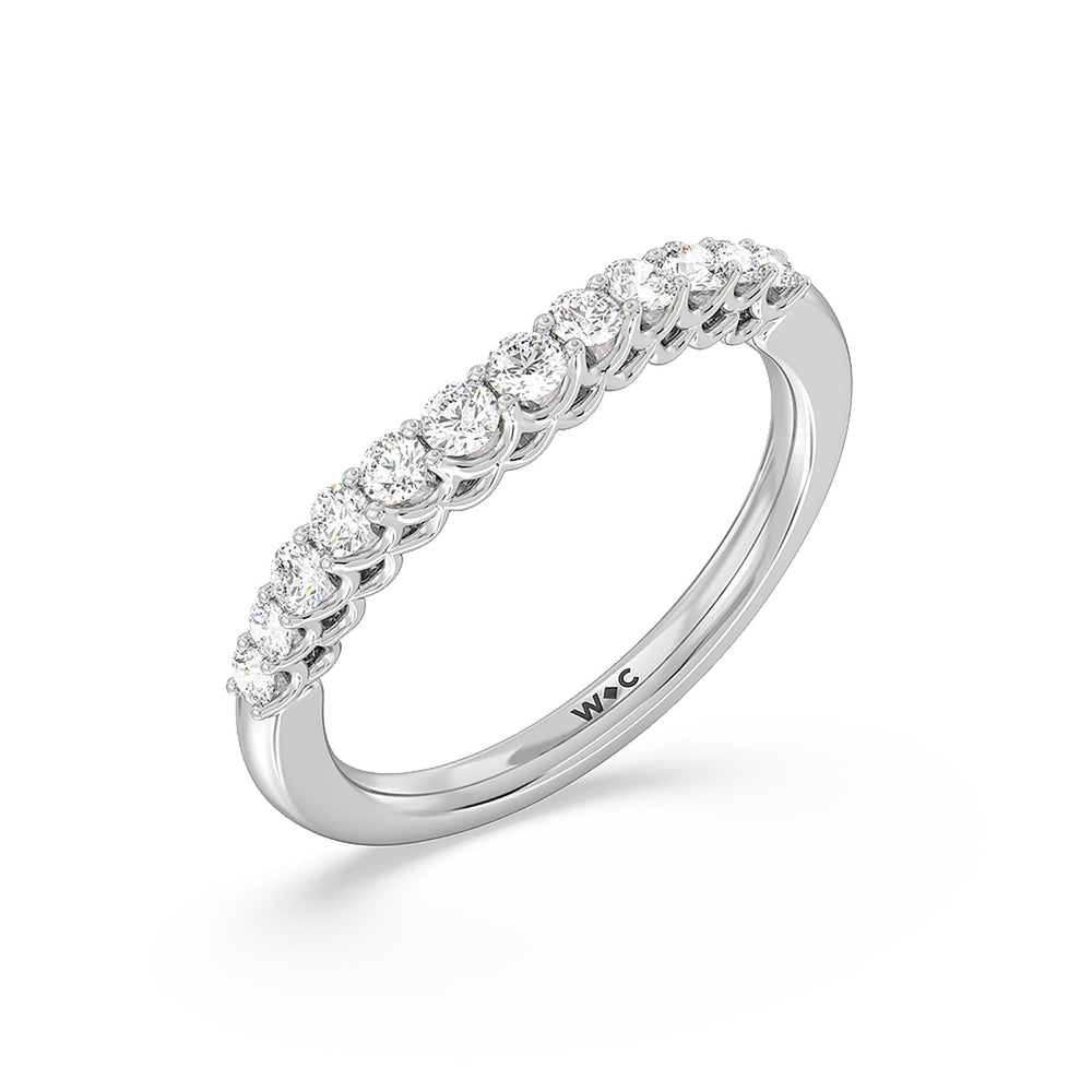 Galleria Open Work Side Stone & Hidden Halo Diamond Wedding Band with Platinum Cut Diamond in 14KT Platinum view 4
