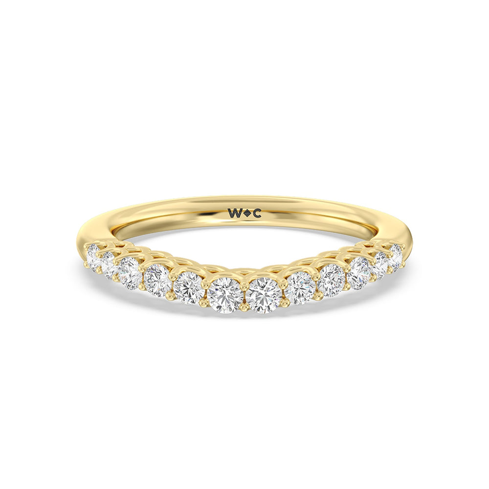 Galleria Open Work Side Stone & Hidden Halo Diamond Wedding Band with 18KT Yellow Gold Cut Diamond in 14KT Yellow Gold view 1
