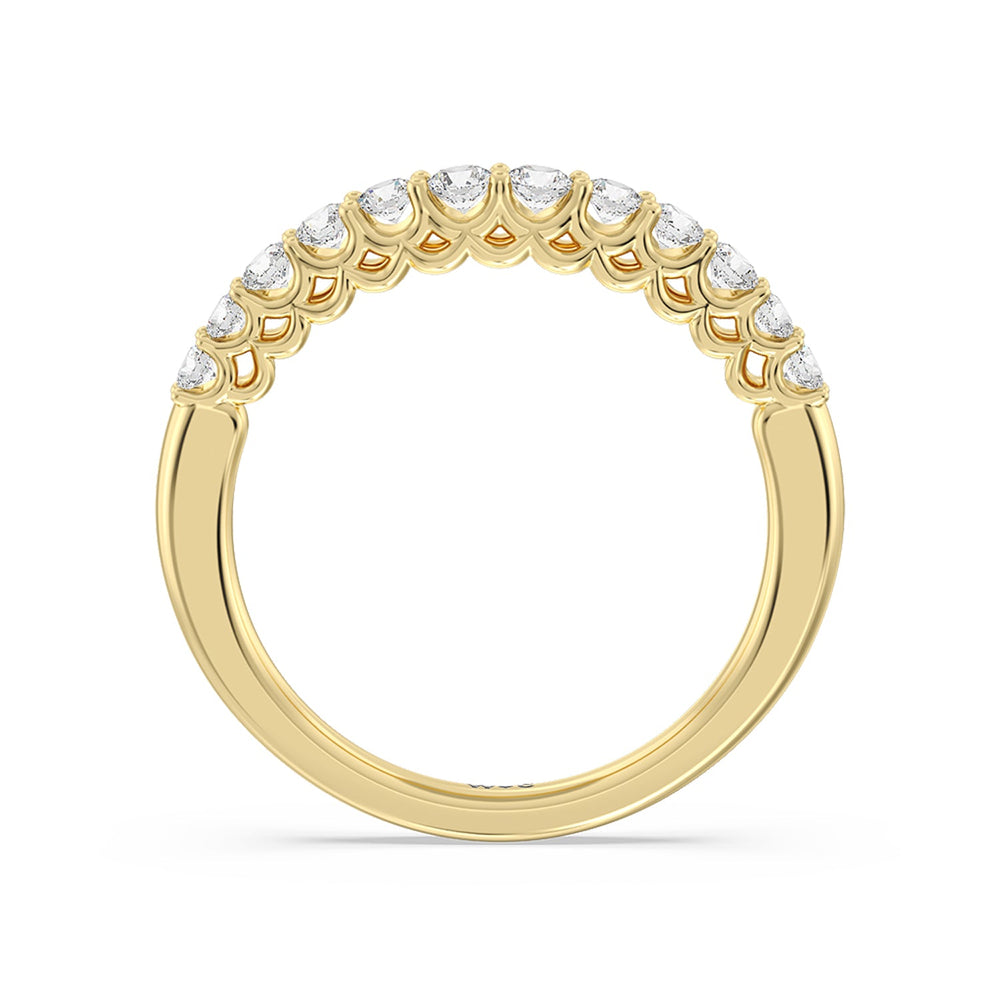 Galleria Open Work Side Stone & Hidden Halo Diamond Wedding Band with 18KT Yellow Gold Cut Diamond in 14KT Yellow Gold view 2
