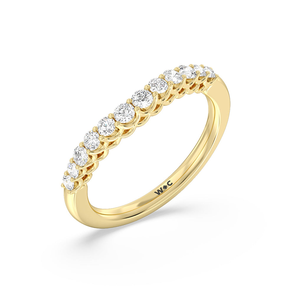 Galleria Open Work Side Stone & Hidden Halo Diamond Wedding Band with 18KT Yellow Gold Cut Diamond in 14KT Yellow Gold view 4
