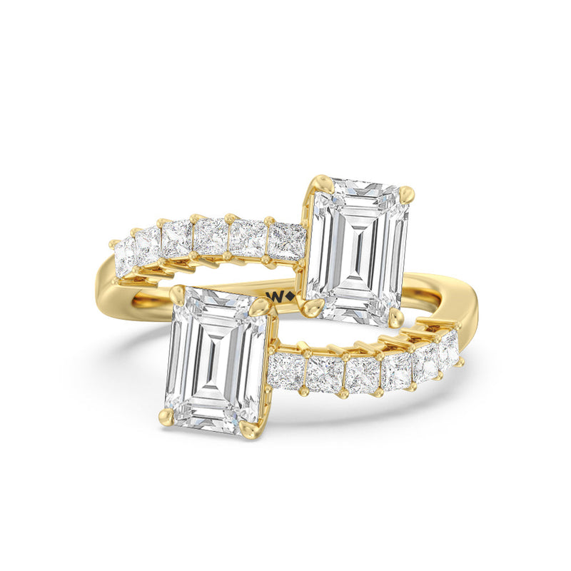 Bypass Studded Toi et Moi Engagement Ring