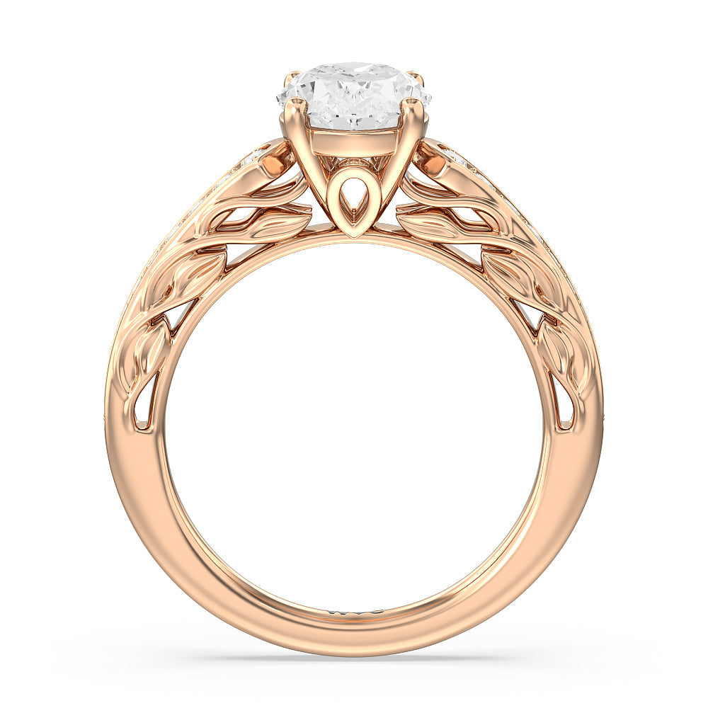 Galleria Entwined Vine Engagement Ring with Oval Cut Diamond in 14KT Rose Gold view 2
