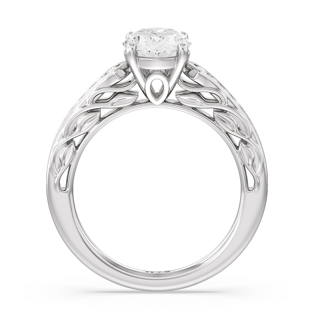 Galleria Entwined Vine Engagement Ring with Oval Cut Diamond in 14KT Platinum view 2

