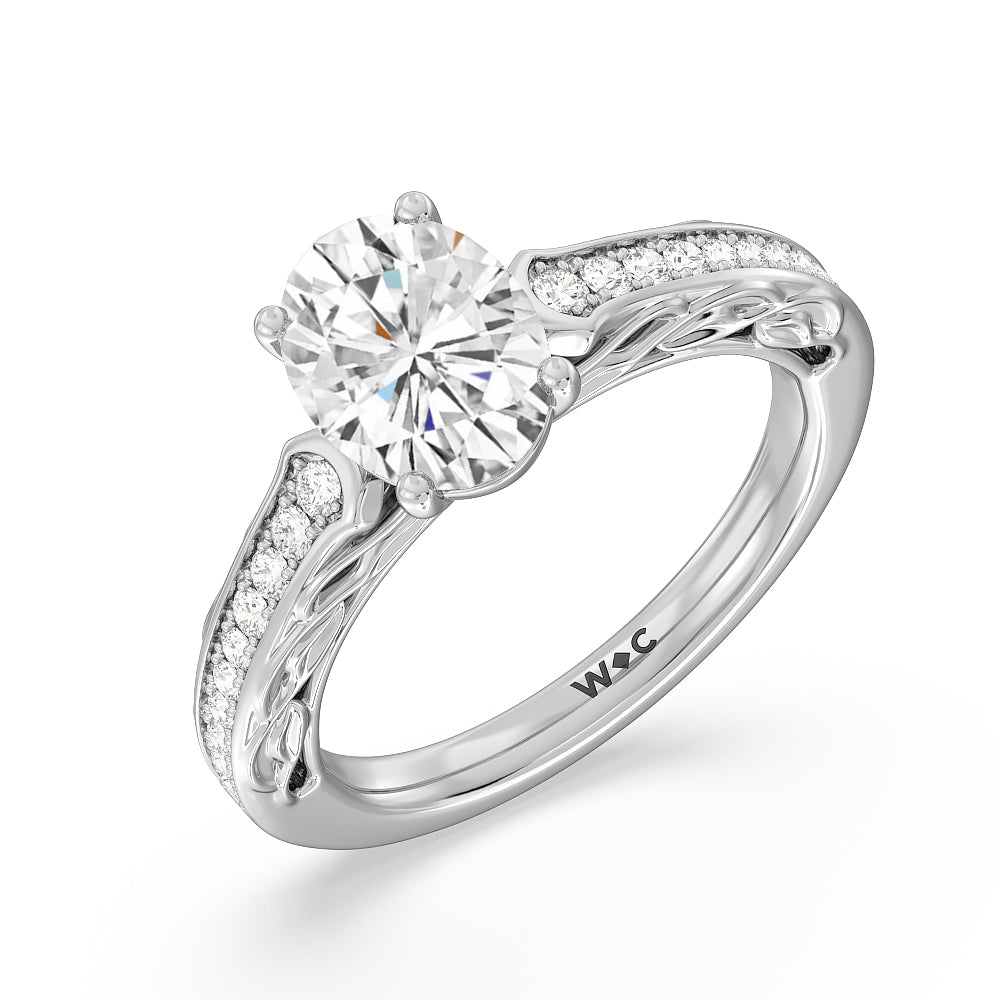 Galleria Entwined Vine Engagement Ring with Oval Cut Diamond in 14KT Platinum view 3
