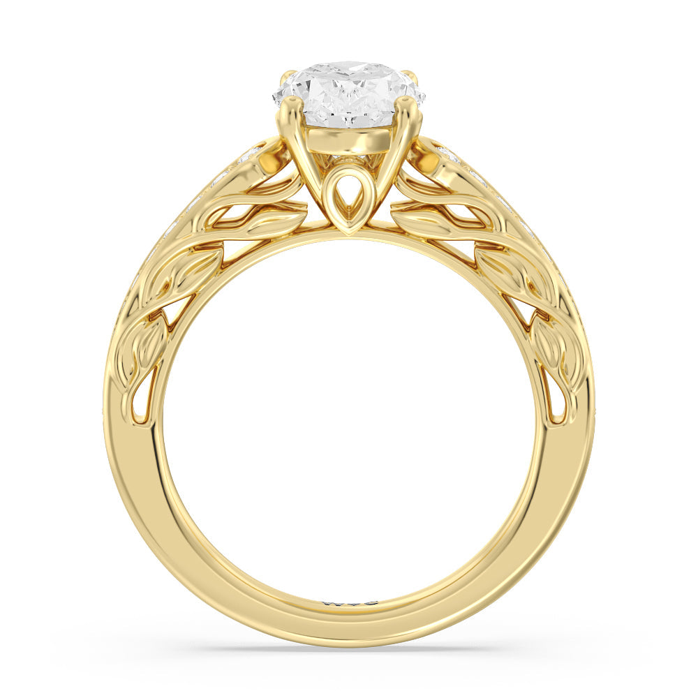 Galleria Entwined Vine Engagement Ring with Oval Cut Diamond in 14KT Yellow Gold view 2
