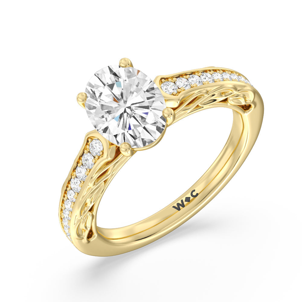 Galleria Entwined Vine Engagement Ring with Oval Cut Diamond in 14KT Yellow Gold view 3
