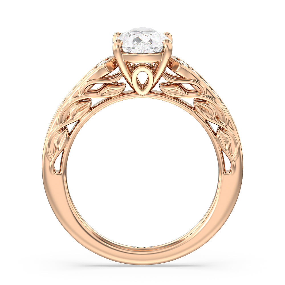 Galleria Entwined Vine Engagement Ring with Pear Cut Diamond in 14KT Rose Gold view 2
