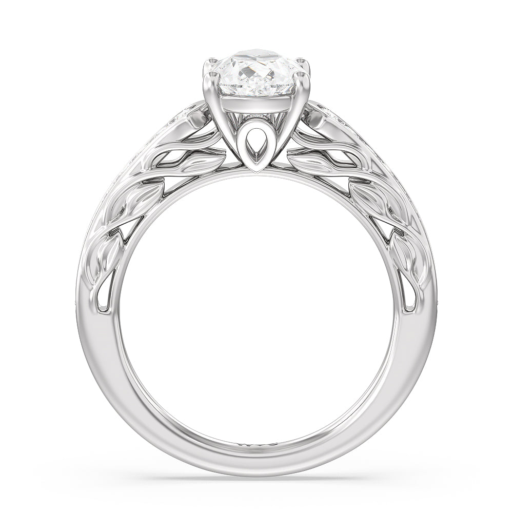 Galleria Entwined Vine Engagement Ring with Pear Cut Diamond in 14KT Platinum view 2
