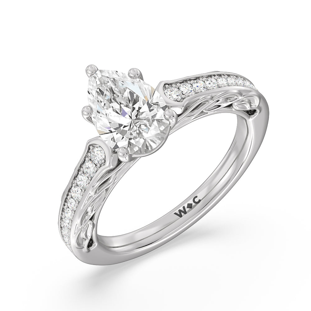 Galleria Entwined Vine Engagement Ring with Pear Cut Diamond in 14KT Platinum view 3
