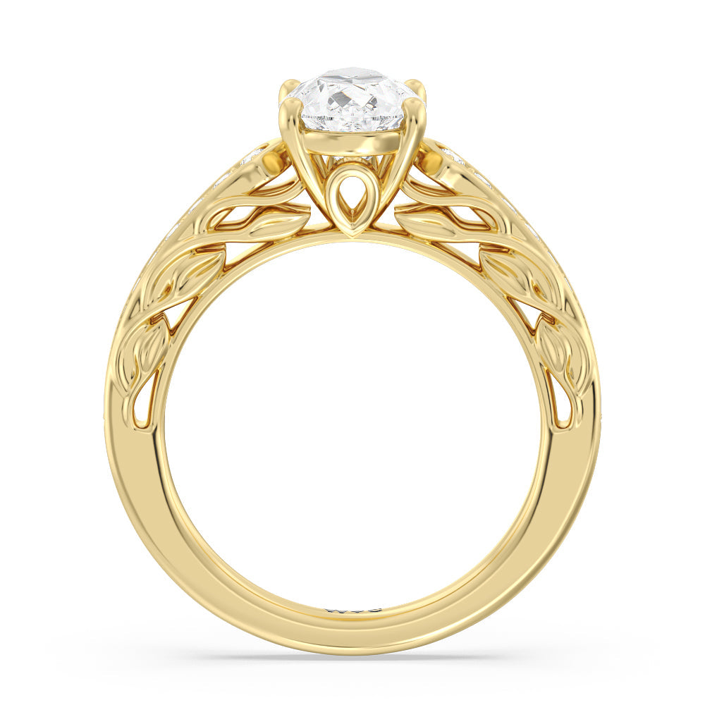 Galleria Entwined Vine Engagement Ring with Pear Cut Diamond in 14KT Yellow Gold view 2
