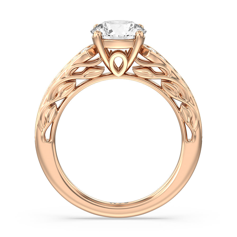 Galleria Entwined Vine Engagement Ring with Round Cut Diamond in 14KT Rose Gold view 2
