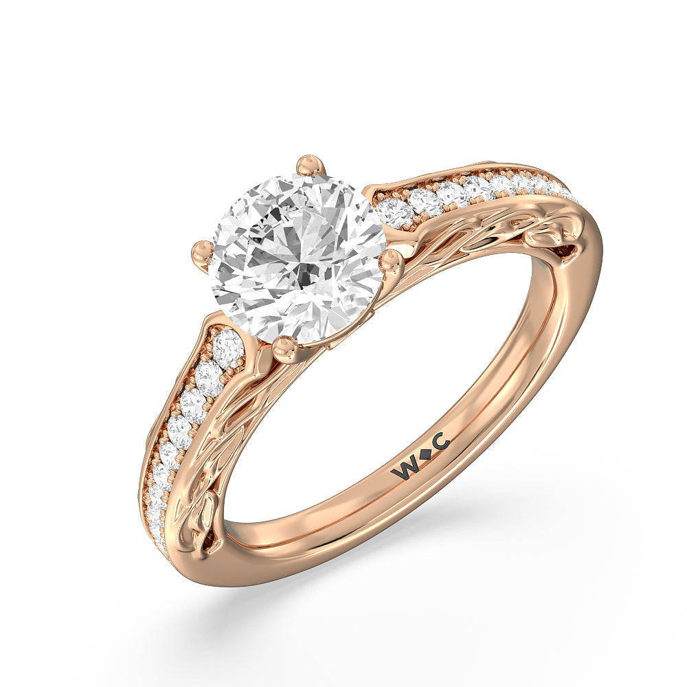 Galleria Entwined Vine Engagement Ring with Round Cut Diamond in 14KT Rose Gold view 3

