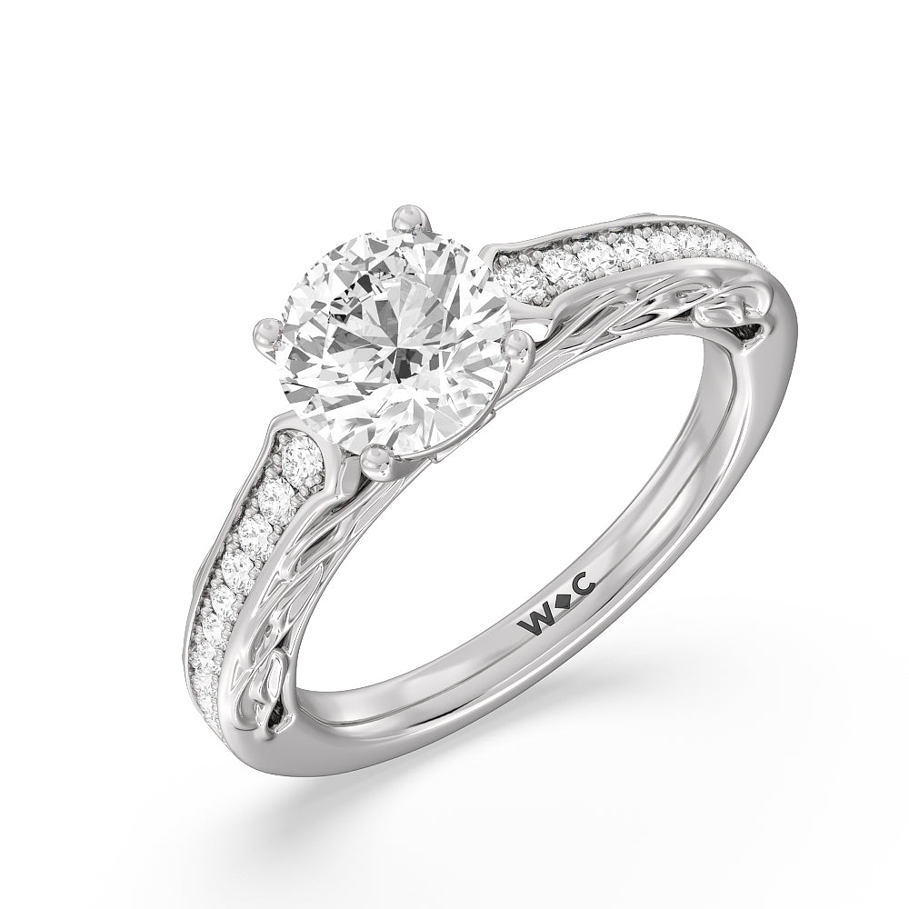 Galleria Entwined Vine Engagement Ring with Round Cut Diamond in 14KT Platinum view 3
