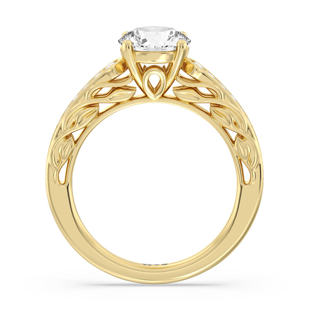 Galleria Entwined Vine Engagement Ring with Round Cut Diamond in 14KT Yellow Gold view 2
