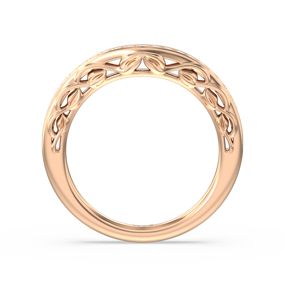 Galleria Entwined Vine Diamond Wedding Band with 18KT Rose Gold Cut Diamond in 14KT Rose Gold view 2
