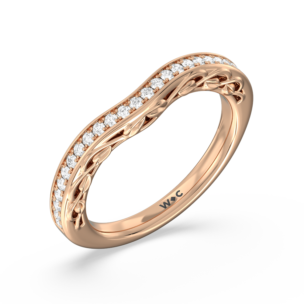 Galleria Entwined Vine Diamond Wedding Band with 18KT Rose Gold Cut Diamond in 14KT Rose Gold view 4
