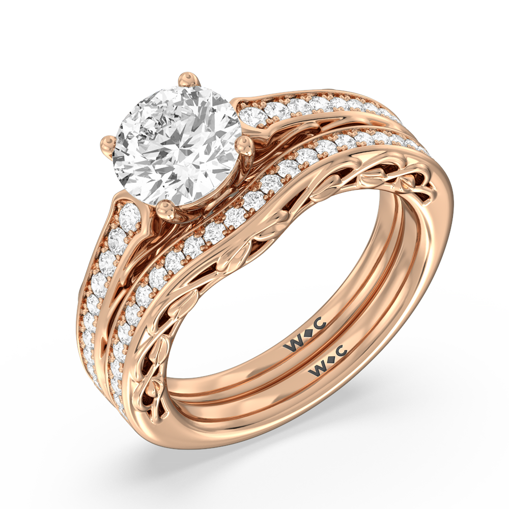 Galleria Entwined Vine Diamond Wedding Band with 18KT Rose Gold Cut Diamond in 14KT Rose Gold view 3
