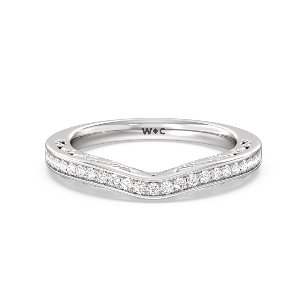Galleria Entwined Vine Diamond Wedding Band with Platinum Cut Diamond in 14KT Platinum view 1
