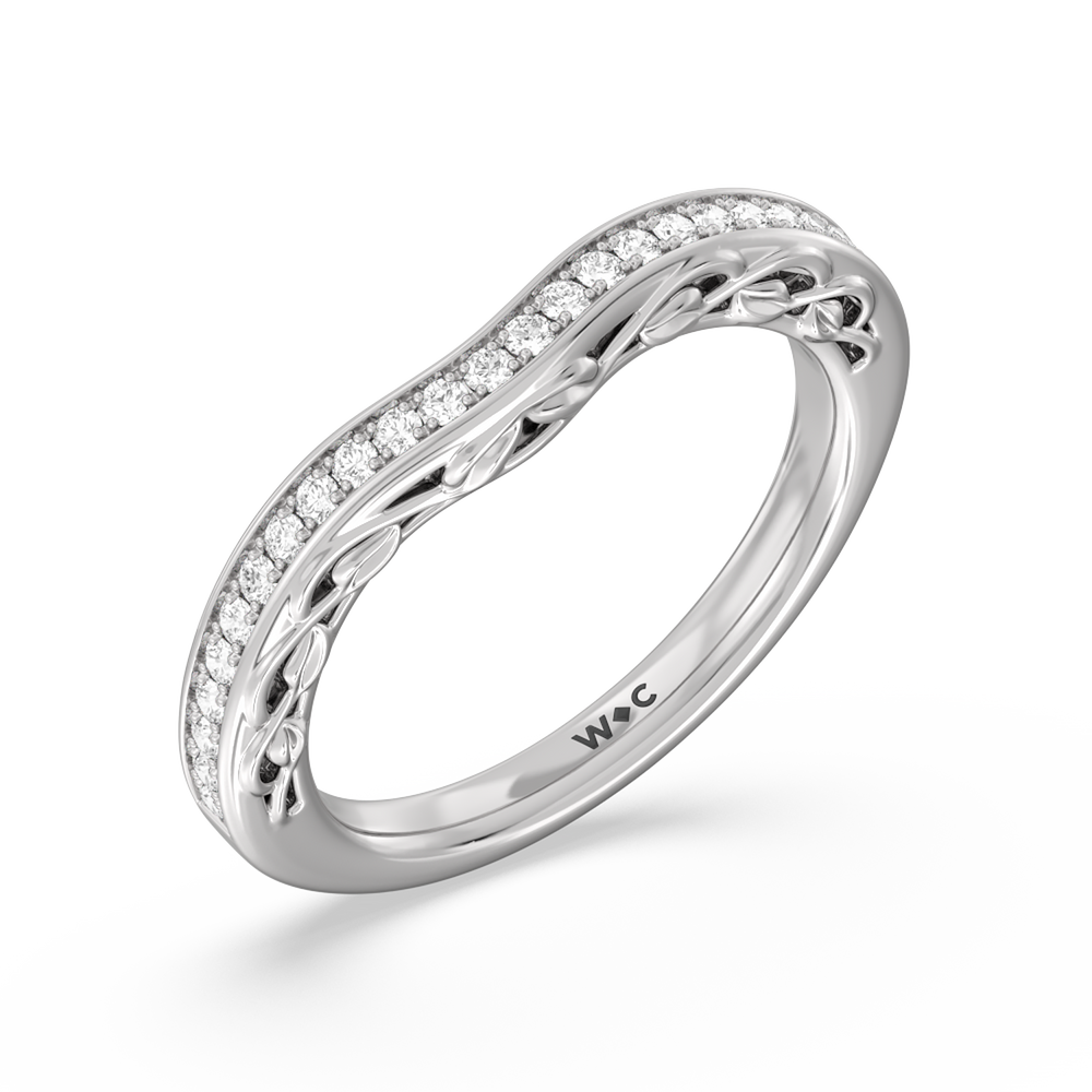 Galleria Entwined Vine Diamond Wedding Band with Platinum Cut Diamond in 14KT Platinum view 4
