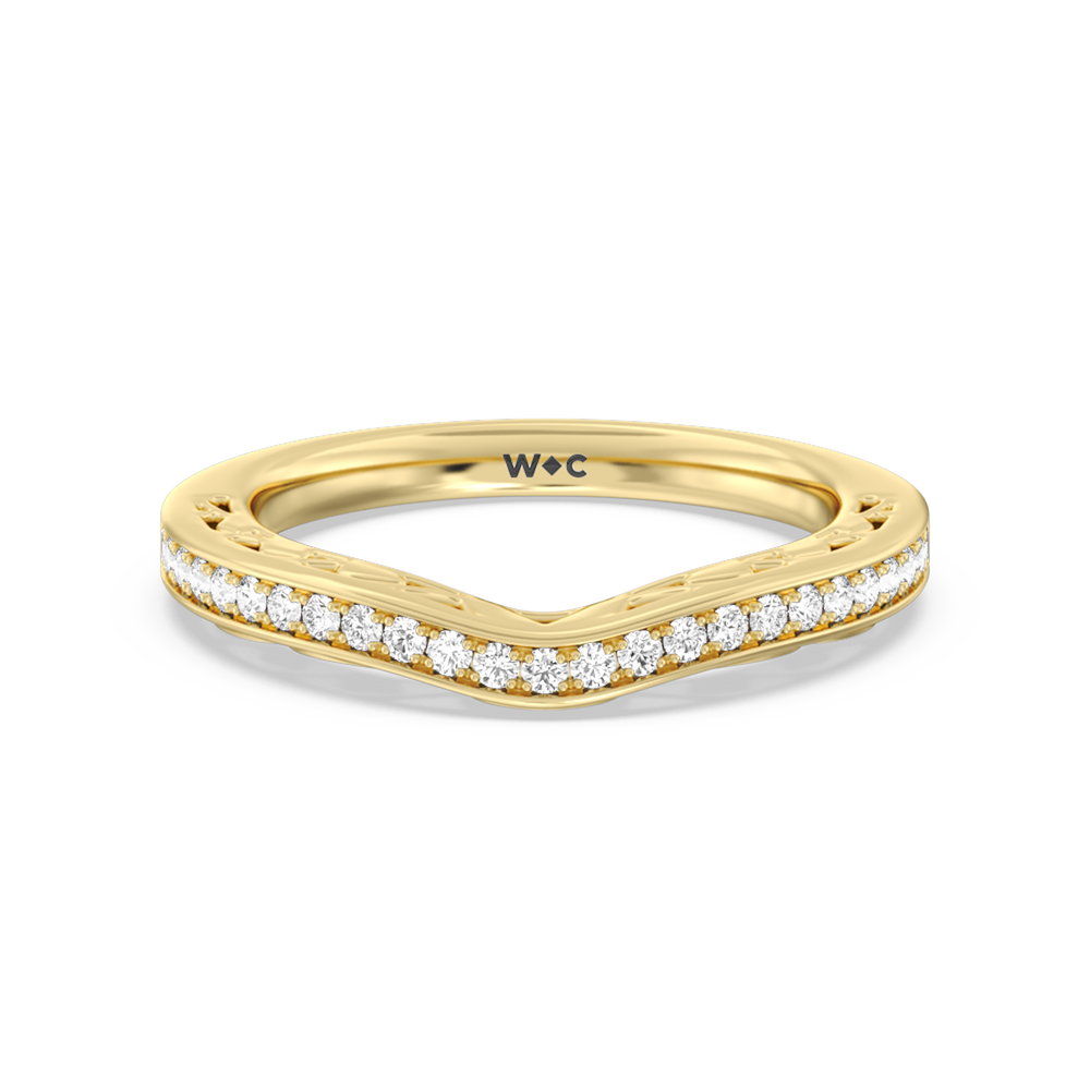 Galleria Entwined Vine Diamond Wedding Band with 18KT Yellow Gold Cut Diamond in 14KT Yellow Gold view 1
