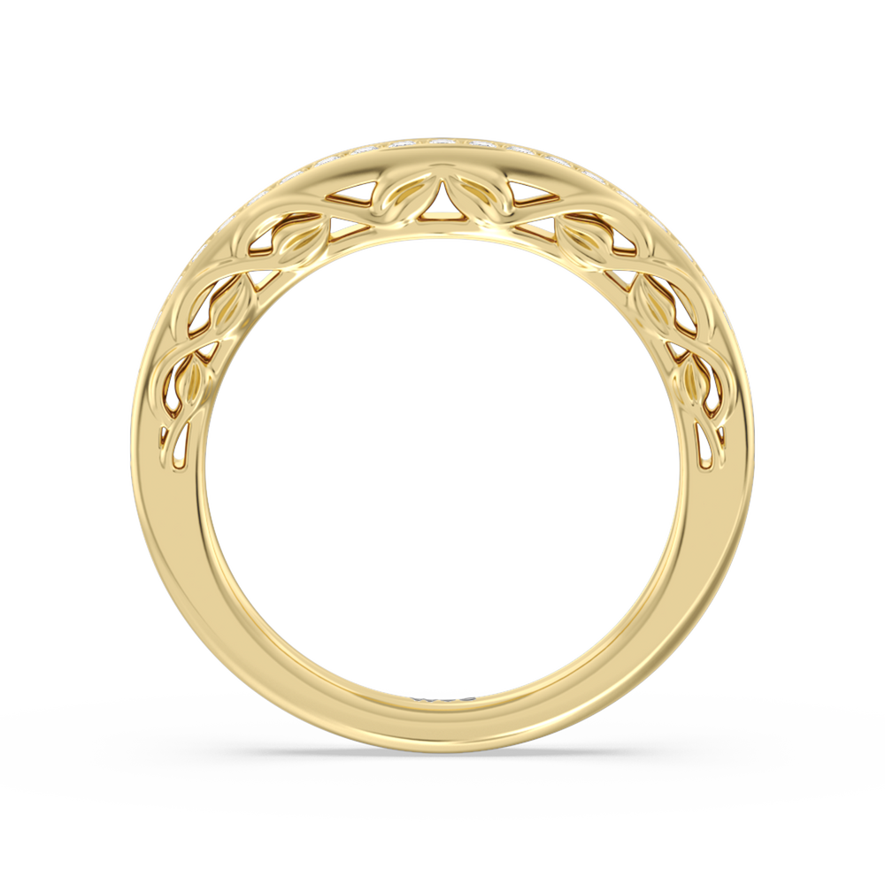 Galleria Entwined Vine Diamond Wedding Band with 18KT Yellow Gold Cut Diamond in 14KT Yellow Gold view 2
