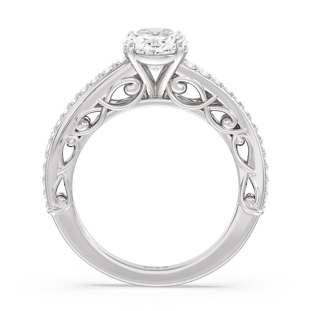 Galleria Vintage Filigree Engagement Ring with Oval Cut Diamond in 14KT Platinum view 2

