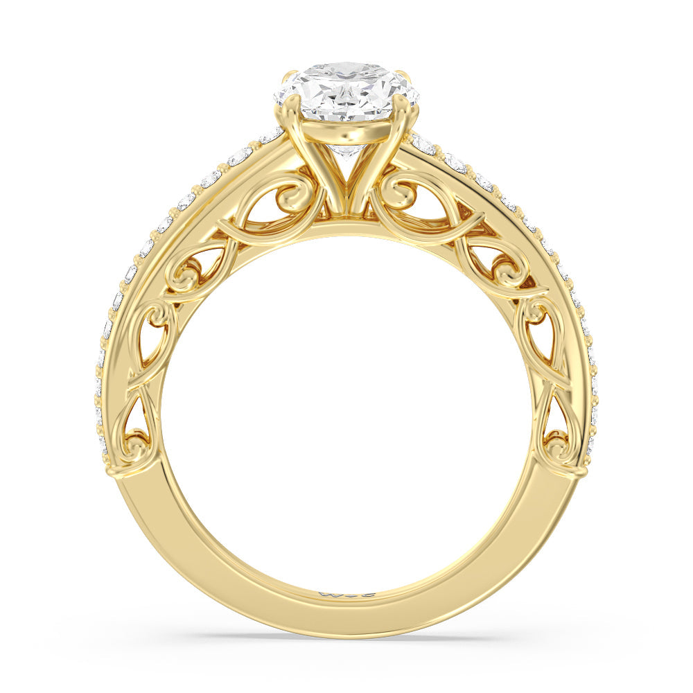 Galleria Vintage Filigree Engagement Ring with Oval Cut Diamond in 14KT Yellow Gold view 2
