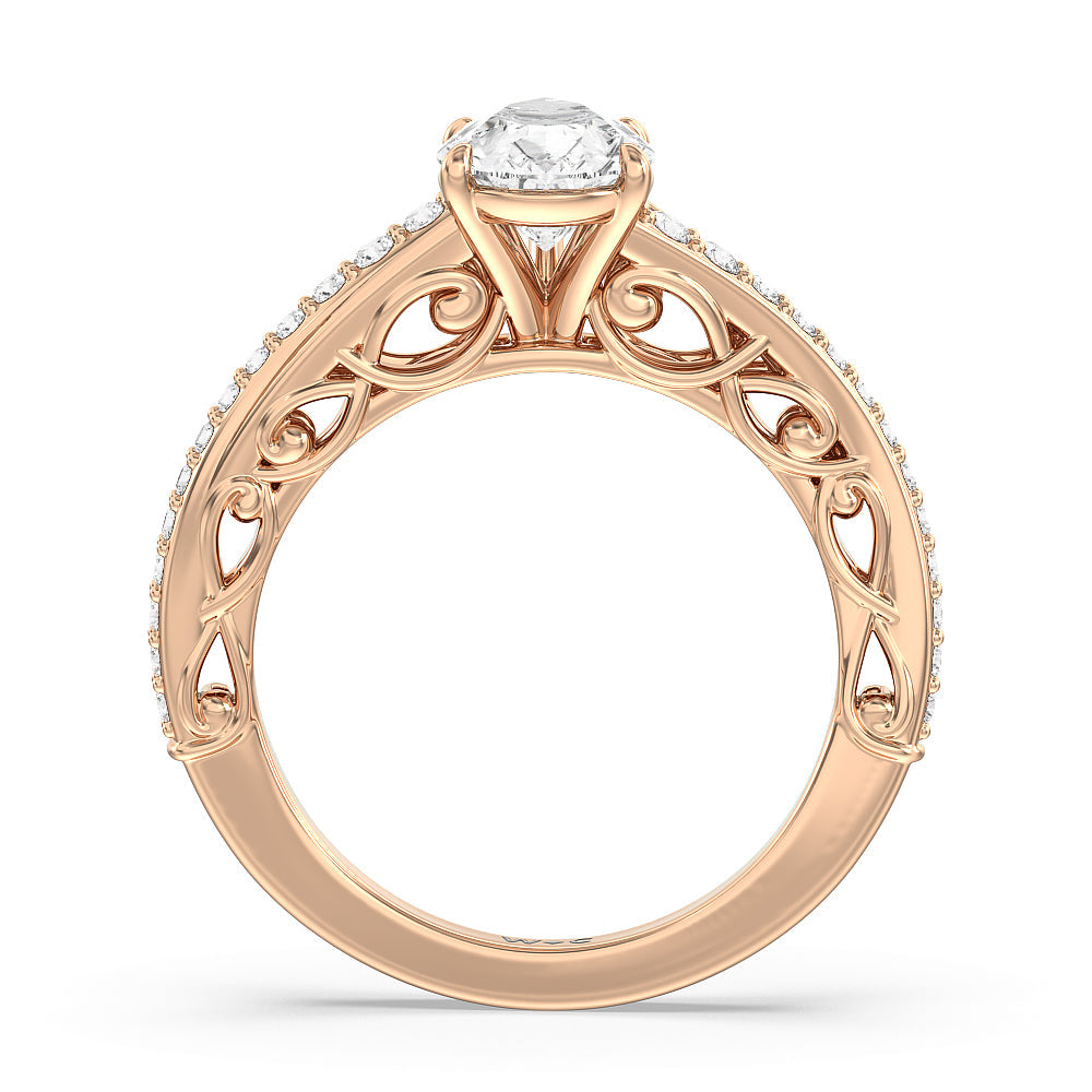 Galleria Vintage Filigree Engagement Ring with Pear Cut Diamond in 14KT Rose Gold view 2
