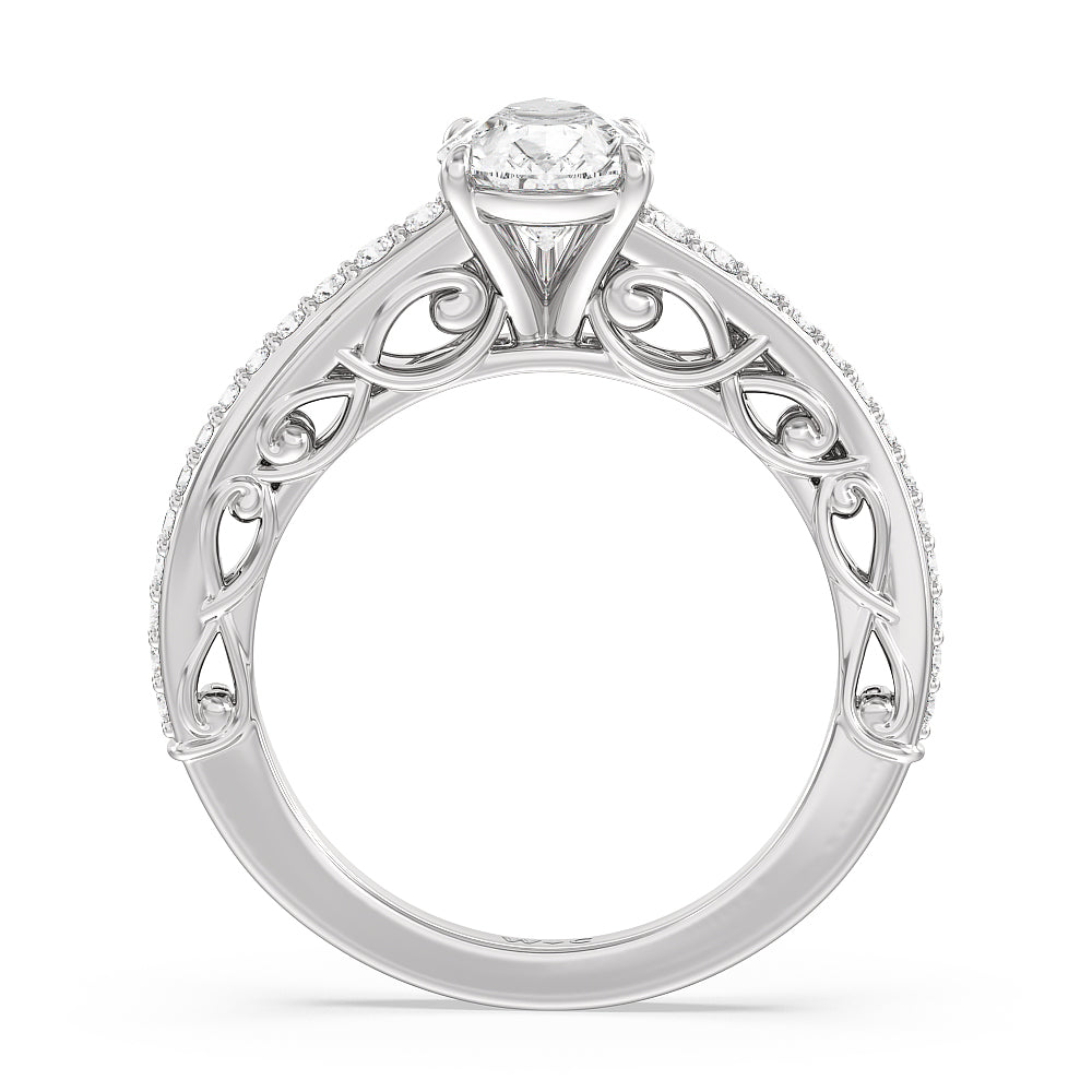 Galleria Vintage Filigree Engagement Ring with Pear Cut Diamond in 14KT Platinum view 2
