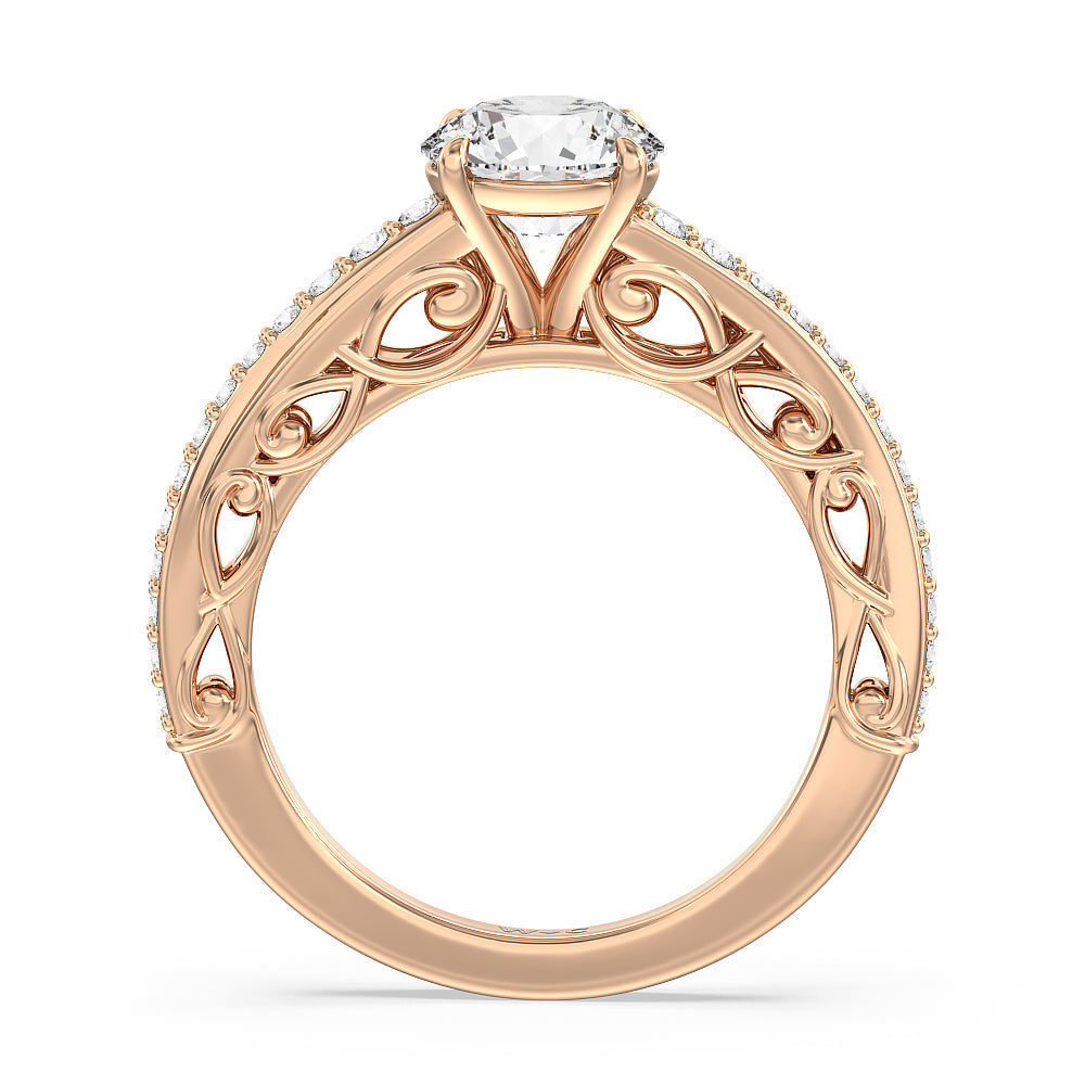 Galleria Vintage Filigree Engagement Ring with Round Cut Diamond in 14KT Rose Gold view 2
