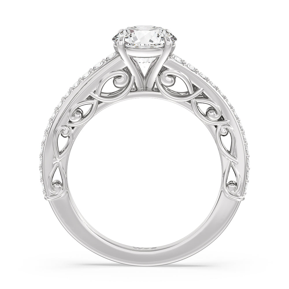 Galleria Vintage Filigree Engagement Ring with Round Cut Diamond in 14KT Platinum view 2
