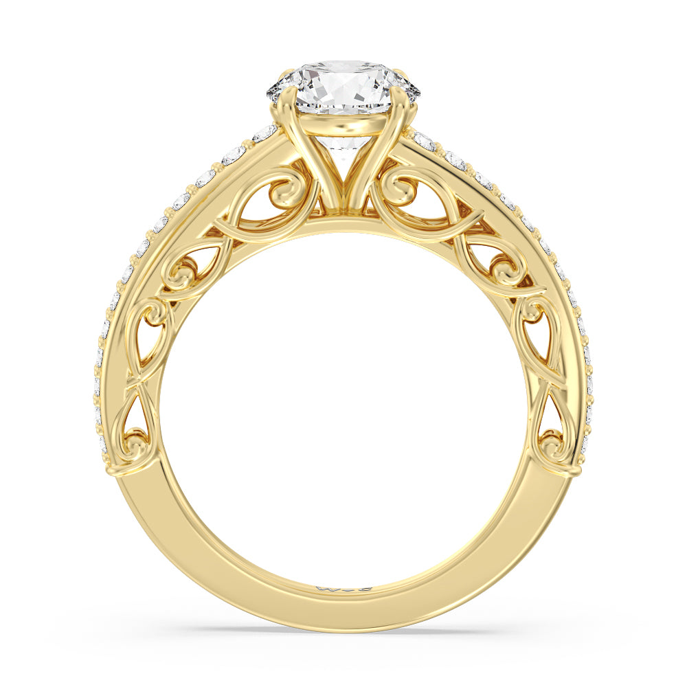 Galleria Vintage Filigree Engagement Ring with Round Cut Diamond in 14KT Yellow Gold view 2
