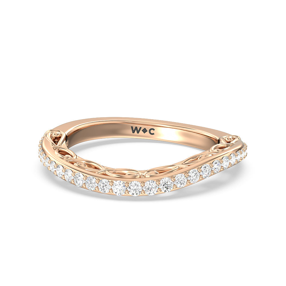Galleria Vintage Filigree Diamond Wedding Band with 18KT Rose Gold Cut Diamond in 14KT Rose Gold view 1
