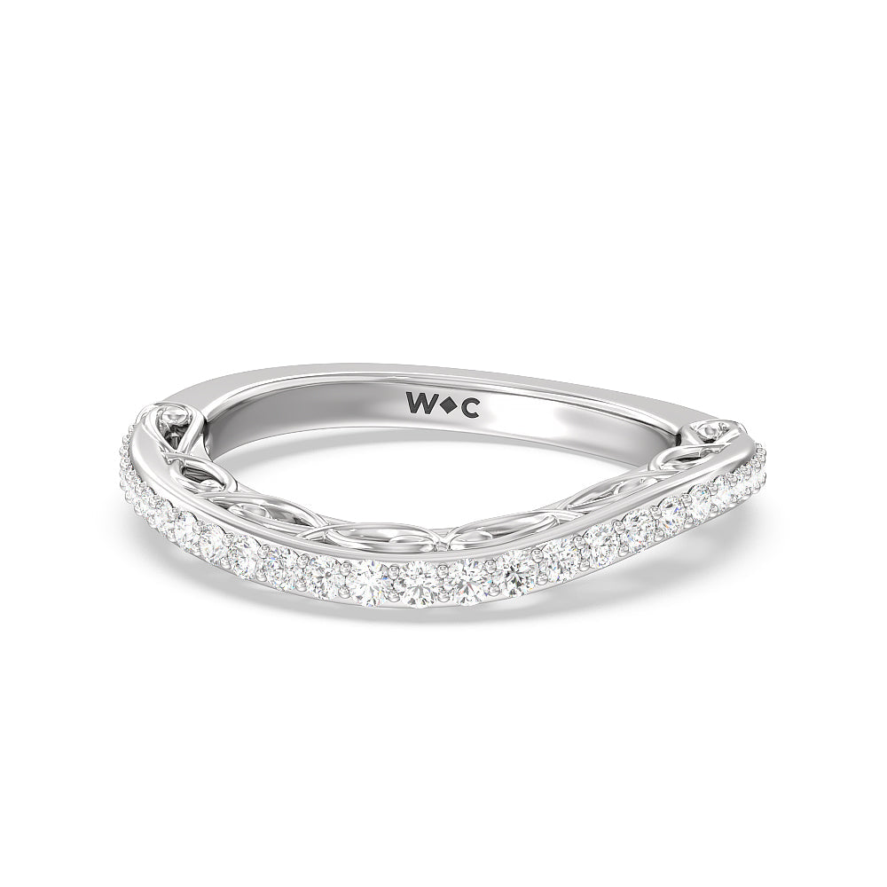 Galleria Vintage Filigree Diamond Wedding Band with Platinum Cut Diamond in 14KT Platinum view 1
