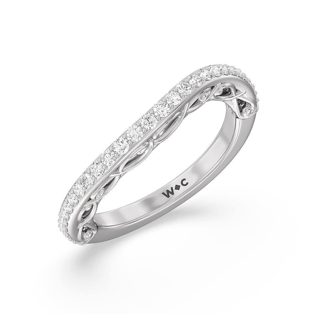 Galleria Vintage Filigree Diamond Wedding Band with Platinum Cut Diamond in 14KT Platinum view 4

