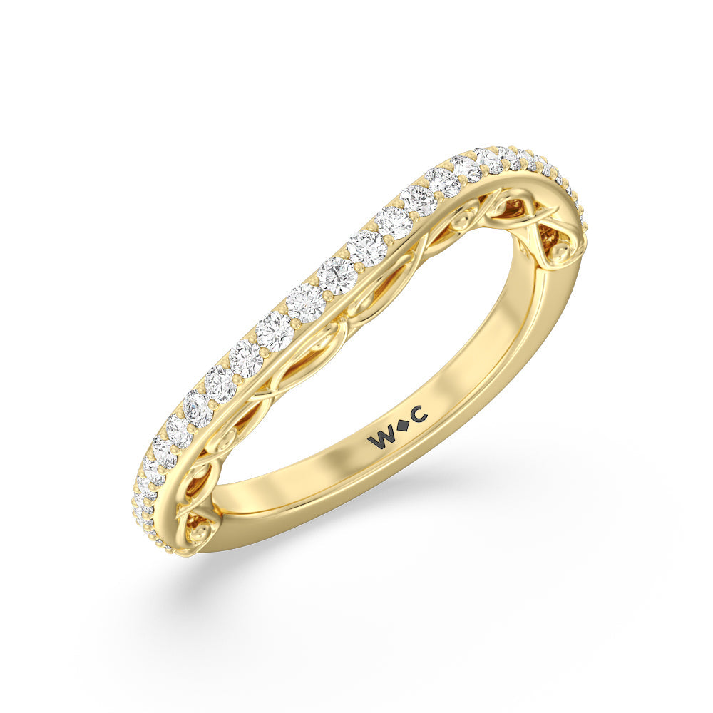 Galleria Vintage Filigree Diamond Wedding Band with 18KT Yellow Gold Cut Diamond in 14KT Yellow Gold view 4
