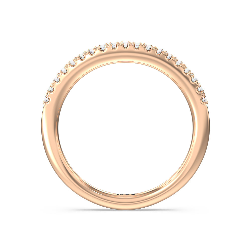 Split Shank Scalloped Hidden Halo Diamond Wedding Band with 18KT Rose Gold Cut Diamond in 14KT Rose Gold view 2

