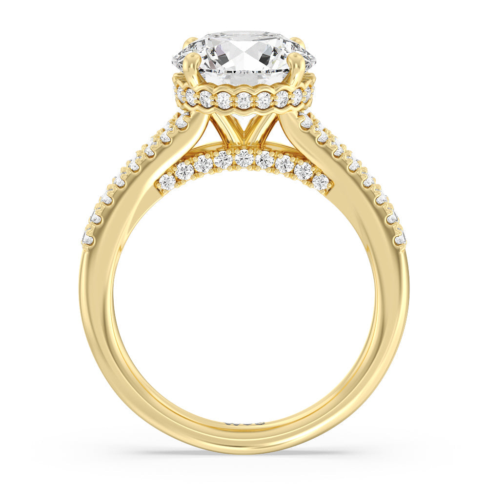 Split Shank Scalloped Hidden Halo Engagement Ring – With Clarity