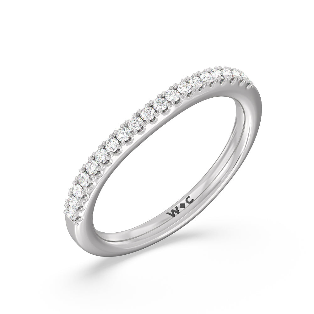 Split Shank Scalloped Hidden Halo Diamond Wedding Band with Platinum Cut Diamond in 14KT Platinum view 4

