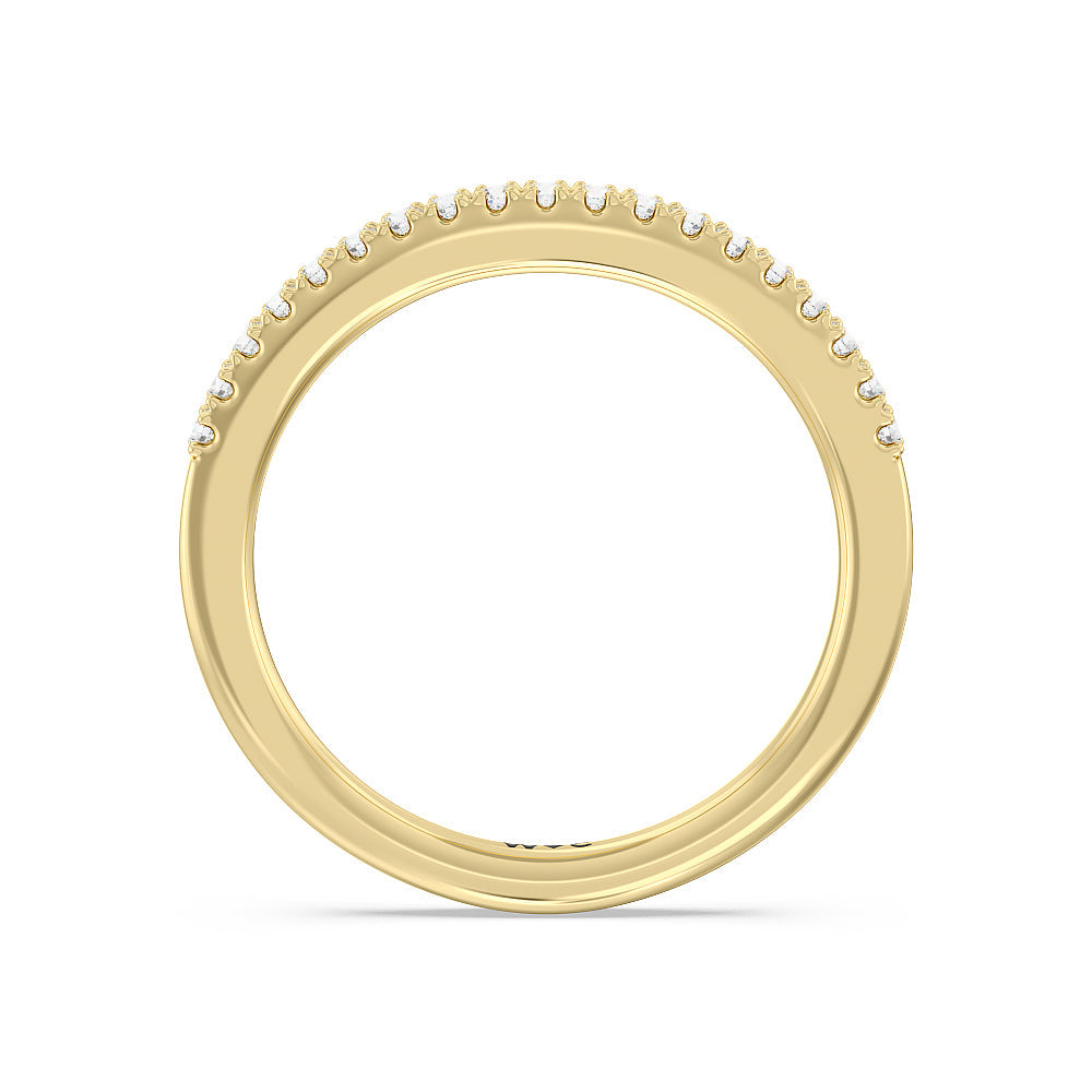Split Shank Scalloped Hidden Halo Diamond Wedding Band with 18KT Yellow Gold Cut Diamond in 14KT Yellow Gold view 2
