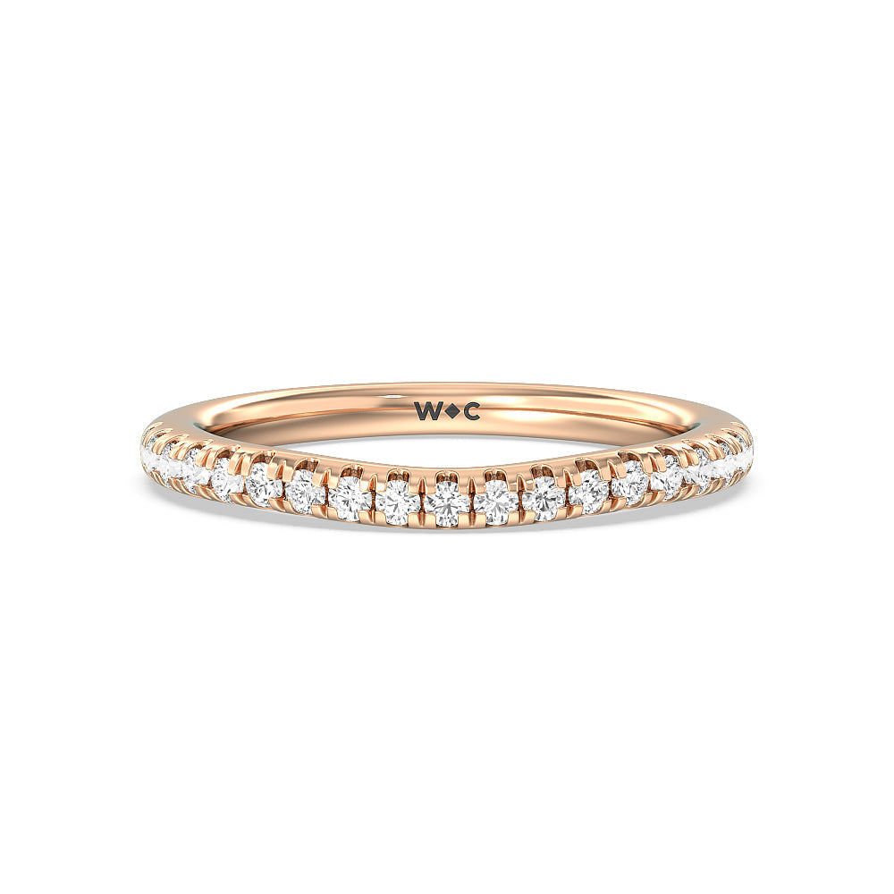 Scalloped Hidden Halo with Studded Gallery Diamond Wedding Band with 18KT Rose Gold Cut Diamond in 14KT Rose Gold view 1
