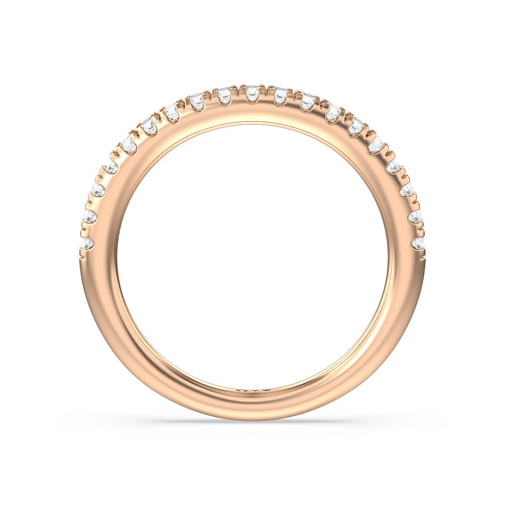 Scalloped Hidden Halo with Studded Gallery Diamond Wedding Band with 18KT Rose Gold Cut Diamond in 14KT Rose Gold view 2
